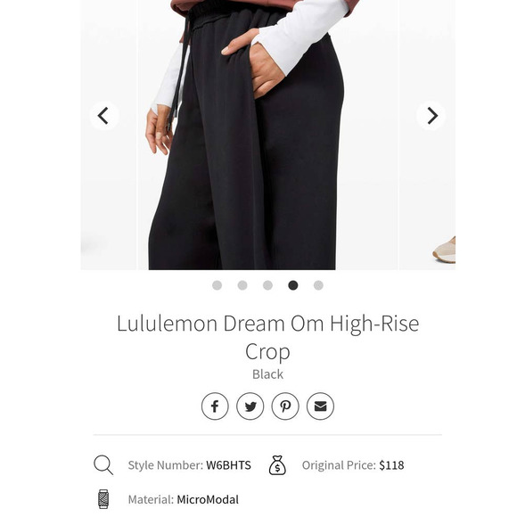 Lululemon Athletica‎ Dream Om High Rise Wide Leg Crop Pants Est Size 8 - Picture 3 of 10